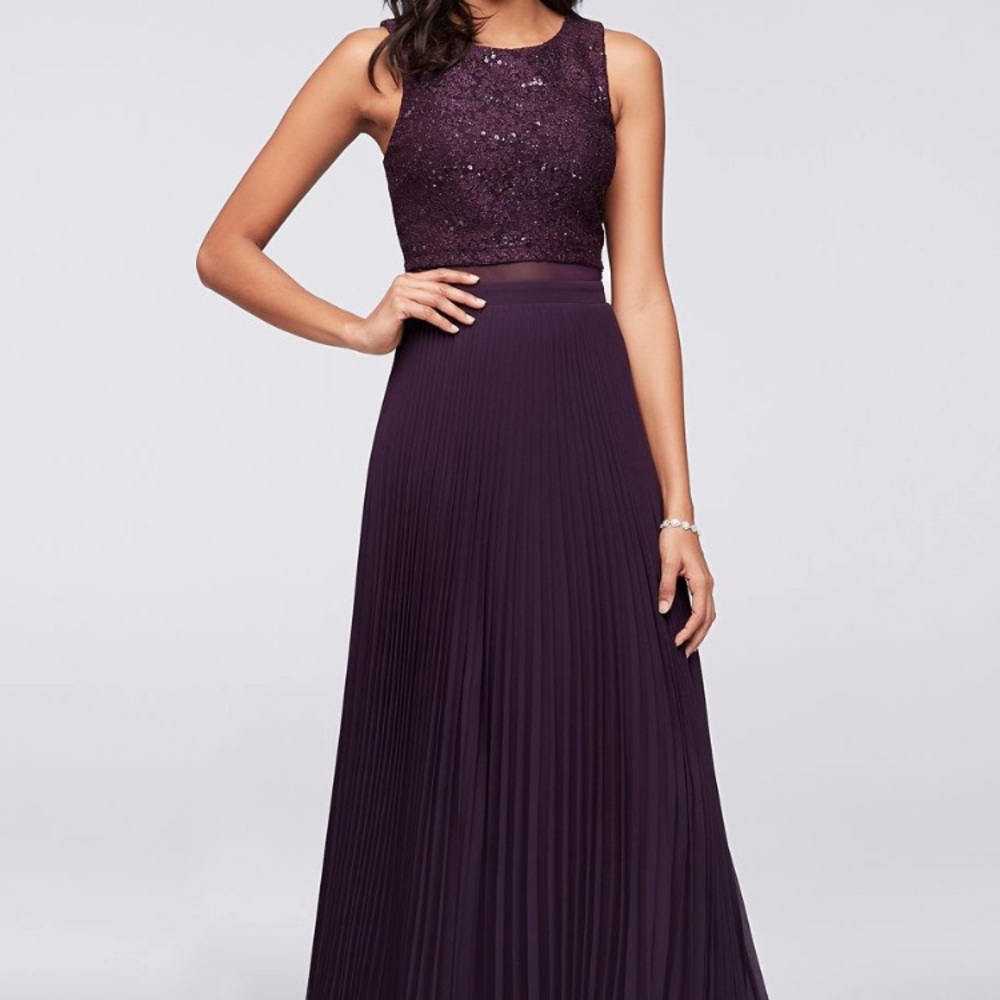 City Triangles dark purple Eggplant sequined plated skirt gown dress size 2
